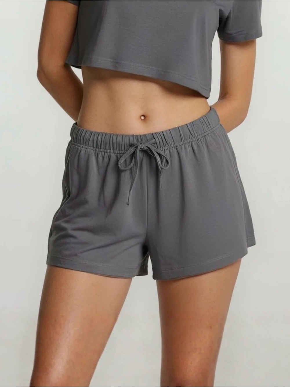 Forever 21 High Waist Dark Blue satin Shorts
